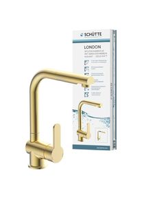 Schütte Schütte , Spültischarmatur »LONDON« energiesparende Cold-Start-Funkt., 360° schwenkbar, herausziehbar , Gold matt
