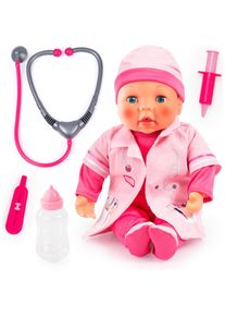 BAYER , Babypuppe »Puppe, 38 cm mit Doktor-Set« , rosa