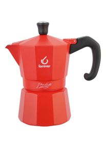 Forever Kaffeezubereiter Moka Prestige Induktion 6 Tassen, Espressokocher, Rot