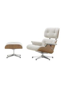Vitra Eames Lounge Chair & Ottoman Fauteuil PRÉFÉRENCE Nubia, cream sand, poli, cerisier