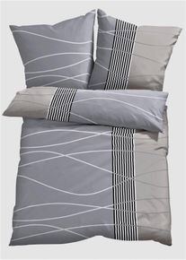 Dekbedovertrek met golven - grijs - maat 155x220 cm - 100% katoen - bonprix