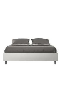 Letto Sommier contenitore imbottito 160x210 similpelle bianco Azelia