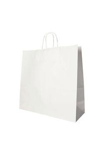 Papstar 25 bolsas, papel 35 cm x 35 cm x 14 cm blanco con asa retorcida