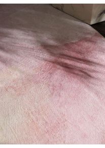 Tapis poil ras lavable Luna Beige/Fuchsia 80x150 cm - Tapis poil court design moderne pour salon