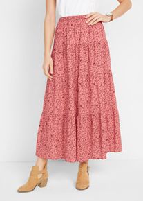 Maxirock mit Volants, rosa, Größe 46, 100% Baumwolle, bonprix