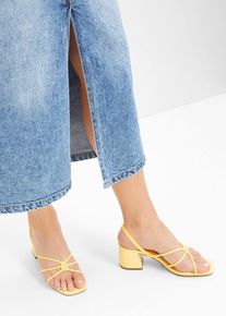 Riemchensandaletten mit Blockabsatz, gelb, Gr&ouml;&szlig;e 42, bonprix