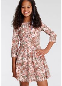 Kidsworld Jerseyjurk In skatervorm voor vrijetijd en verjaardagsfeesten, knievrij meisjes jersey jurken maat 164/170 bruin