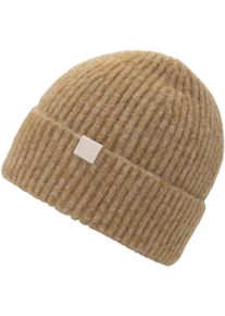 Chillouts Beanie Heli Hat van dik materiaal in ribbreisel unisex mutsen beige