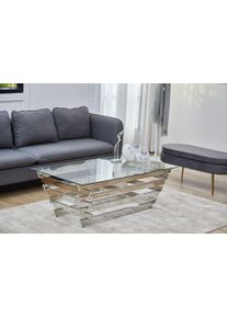 Salesfever Salontafel Elegante tafel voor woonkamer Edel designframe van roestvrij staal salontafels zilver(kleur)