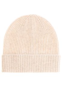 Zwillingsherz Beanie Fijne rib, brede omslag, wol dames mutsen beige
