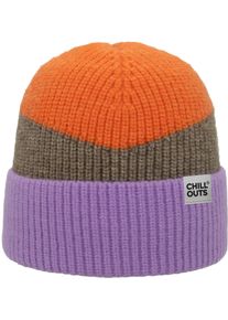Chillouts Beanie Natascha Hat Moderne ribbreisel beanie in blokkleuren dames mutsen oranje