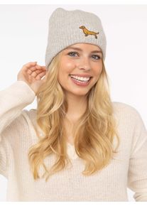 Zwillingsherz Beanie Dog-Patch met schattig teckelmotief dames mutsen grijs