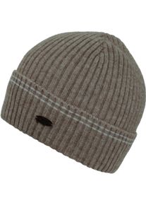 Chillouts Beanie Kiran Hat met omslag en ribbreiseloptiek unisex mutsen beige