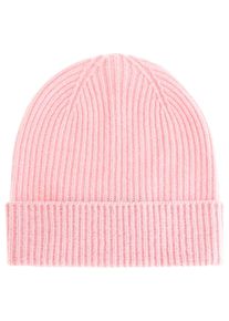 Zwillingsherz Beanie Fijne rib, brede omslag, wol dames mutsen roze