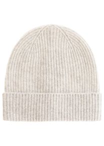 Zwillingsherz Beanie Fijne rib, brede omslag, wol dames mutsen grijs