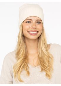 Zwillingsherz Beanie Fijne rib, brede omslag, wol dames mutsen wit