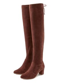 Lascana Overknee-laarzen Slouchy boots, lange schacht laarzen, instap laars, zacht stretchmateriaal dames overknee laarzen maat 38 bruin