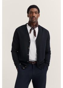 Bugatti Cardigan MODERN FIT met v-hals van katoen-kasjmier heren gebreide vesten maat L blauw