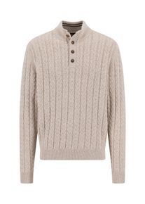 Fynch-Hatton Schipperstrui Gebreide trui met kabelpatroon en knoopsluiting, wol-aandeel heren pullovers maat 4XL wit