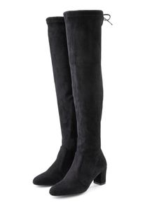 Lascana Overknee-laarzen Slouchy boots, lange schacht laarzen, instap laars, zacht stretchmateriaal dames overknee laarzen maat 37 zwart