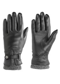 Pearlwood Leren handschoenen ALICIA Originele Pearlwood drukknoop (1 paar) dames handschoenen maat 7 zwart