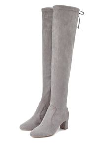 Lascana Overknee-laarzen Slouchy boots, lange schacht laarzen, instap laars, zacht stretchmateriaal dames overknee laarzen maat 41 grijs