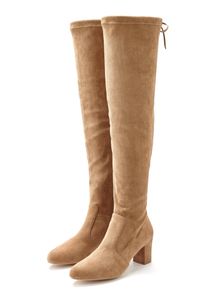 Lascana Overknee-laarzen Slouchy boots, lange schacht laarzen, instap laars, zacht stretchmateriaal dames overknee laarzen maat 36 beige