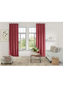 my home Gordijn Parry set van 2, ondoorzichtig, monochroom, basic (2 stuks) kant & klaar gordijnen maat 1 rood