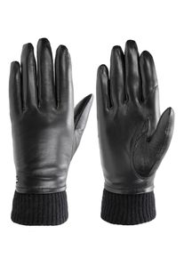 Pearlwood Leren handschoenen ARMA met wol, zachte fleece voering (1 paar) dames handschoenen maat 7 zwart