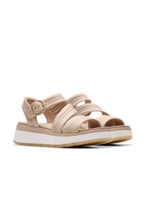 Clarks Sandalen Tuscan Strap , sandalette, flats, zomerschoen met plateausool dames sportieve sandalen maat 36 beige