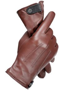 Pearlwood Leren handschoenen Taylor gevoerd, siernaden, leren riempje aan de zijkant in contrastkleur (1 paar) heren handschoenen maat 10 rood