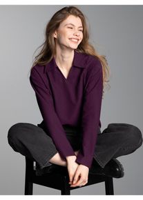 TRIGEMA Poloshirt TRIGEMA Sweatshirt met kraag en V-hals (1-delig) meisjes shirts maat L paars