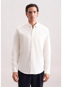 Seidensticker Flanellen overhemd Regular 1/1 button-down kraag effen heren overhemden maat L (41) wit