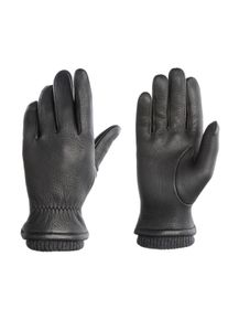 Pearlwood Leren handschoenen SOHO Gebreide manchetten, temperatuurregulerend, gevoerd (1 paar) heren handschoenen maat 10 zwart