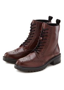 Lascana Veterschoenen Veterschoen, enkellaarsjes, leer, veters en rits dames veterlaarsjes maat 39 rood