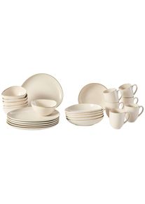 Novel Kombiservice , Beige , Keramik , 24-teilig , Uni , 440 ml,400 ml , Lfgb , lebensmittelecht , Geschirr, Geschirrsets, Kombiservice