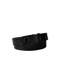 Calvin Klein, Herren, Lederg&uuml;rtel &raquo;MONOGRAM BUCKLE 35MM&laquo; Gr&ouml;&szlig;enverstellbar, Black/Matte Black, Black/Matte Black, Lederg&uuml;rtel von Calvin Klein