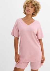 bonprix T-shirt z cienkiej dzianiny z domieszką lnu, różowy, 36/38
