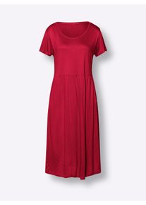 Dames Gerimpelde jerseyjurk met zakken in rood ,maat 38, WITT, 100% Viscose