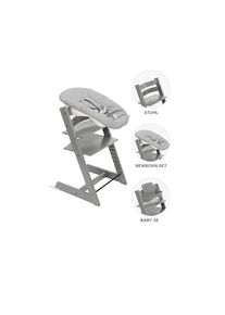 Stokke Hochstuhl-Set , Hellgrau , Holz , Buche , 87x65x46 cm , Fußstütze verstellbar, Sitzfläche verstellbar, höhenverstellbar, Bezug abnehmbar, Bezug
