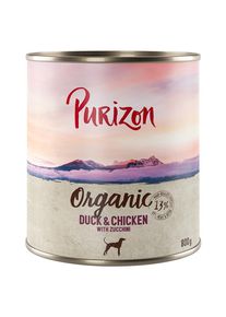 Purizon Organic Bio 6 x 800 g.- canard, poulet & courgettes