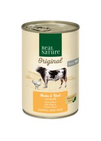 REAL NATURE Original natvoer kat, senior, kip & rund met hennepolie 6x400 g