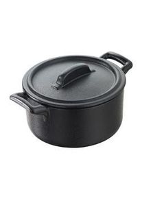 Revol Kasserolle mit Deckel, rund, 20cl, gusseisen-optik, Auflaufform, Schwarz