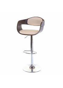 Barhocker HWC-A47, Barstuhl, Holz Bugholz Retro-Design ~ grau, Kunstleder creme