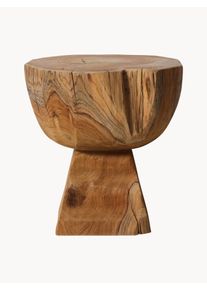 HKliving Taburete artesanal de madera de teca Arched Marrón Madera, Madera maciza Ø 42 x Al 43 cm