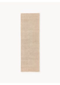 Alfombra corredor artesanal de lana con motivo geométrico Alexia Beige Viscosa, Lana An 80 x L 200 cm | Westwing Collection