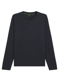 Duże Rozmiary - BOSS Green - Długi rękaw z miękkiego dżerseju bawełnianego z nadrukiem z przodu - 4XL