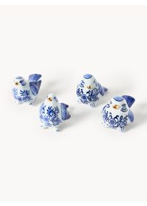 POLSPOTTEN Handpainted Decorative Objects Blue Bird, Set of 4 Blue China Set med olika storlekar