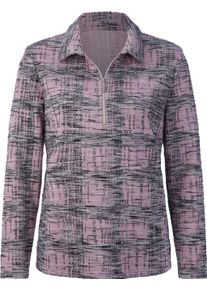 Damen Poloshirt in w&auml;rmender Qualit&auml;t mauve-steingrau-gemustert Gr&ouml;&szlig;e 38