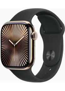 Apple Watch Series 10 Titan 42 mm (2024) | GPS + Cellular | guld | Sportband S/M | svart